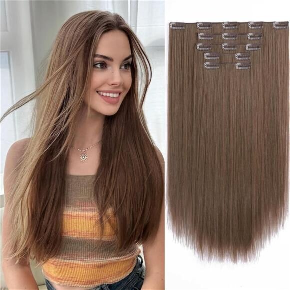 Clip in Hair Extensions Straight Golden Copper